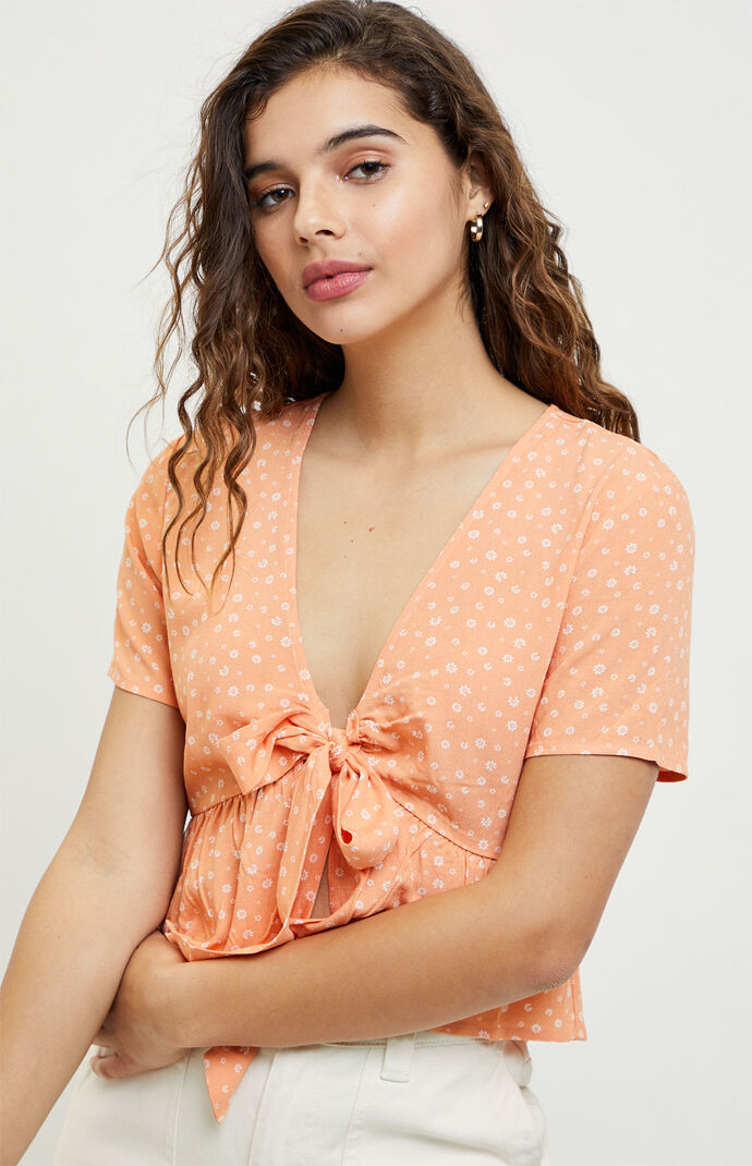 Tie Front Woven Top
