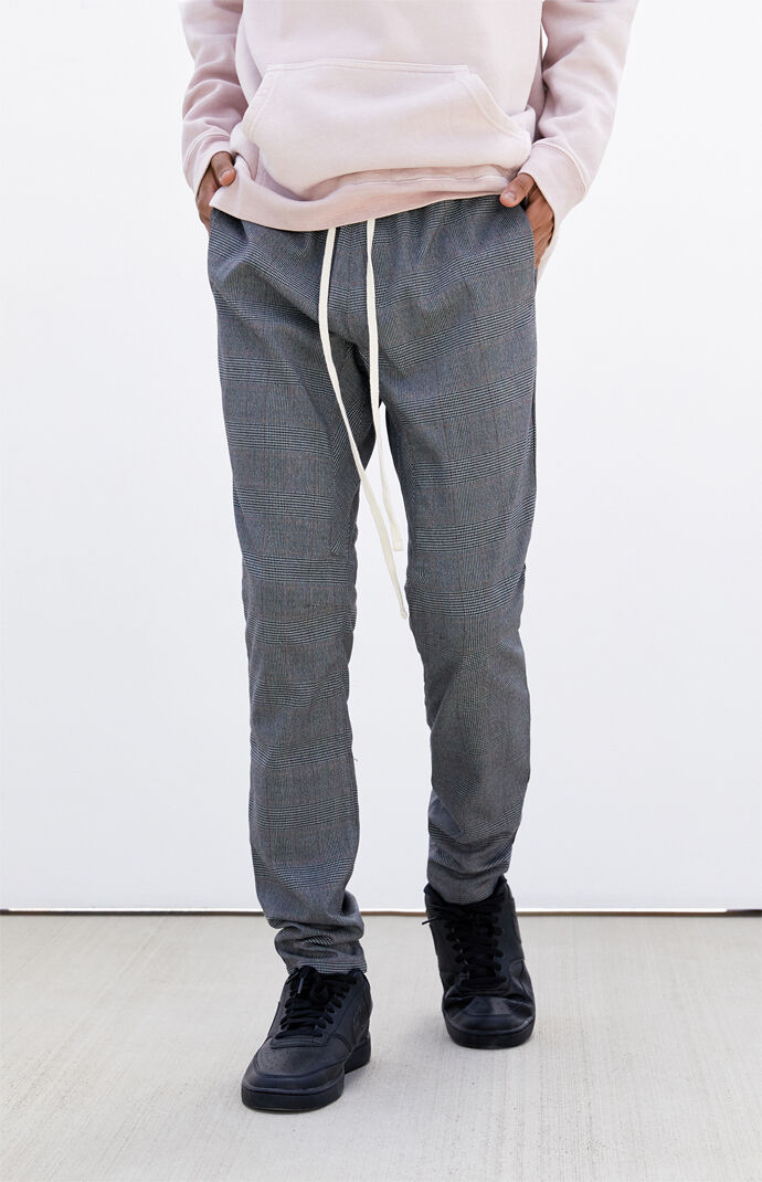 Gray Plaid Menswear Slim Fit Pants