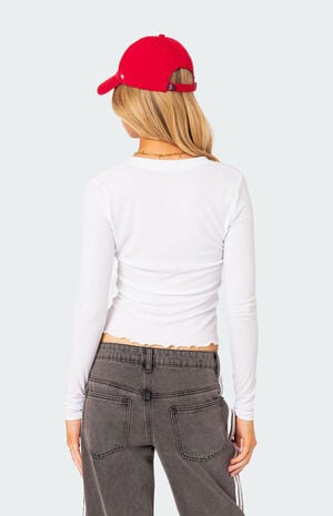 Emerson Button V Neck Top image number 4