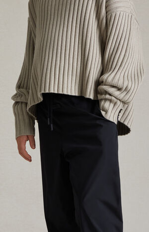 Essentials Jet Black Nylon Track Pants image number 5