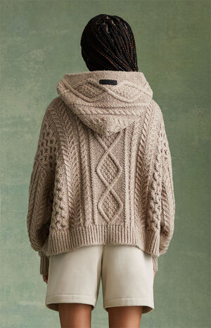 Essentials Core Heather Cable Knit Hoodie image number 5