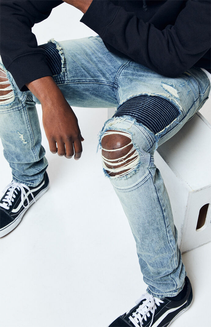 pacsun stacked skinny moto medium jeans