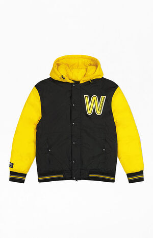 Yellow Anniversary Hooded Padded Jacket image number 1