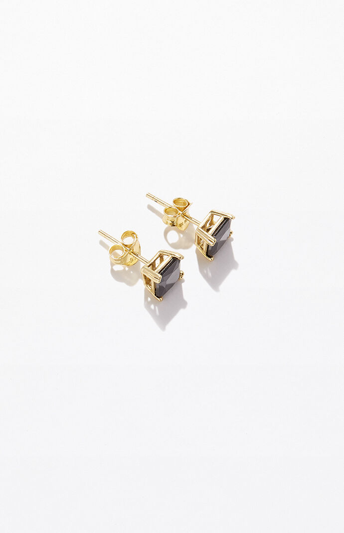 Sterling Silver Square Onyx Earrings