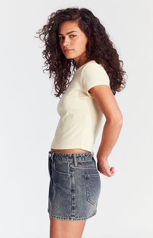 Bella Dark Indigo Mid Rise Denim Mini Skirt Bella Dark Indigo Mid Rise Denim Mini Skirt image number 3