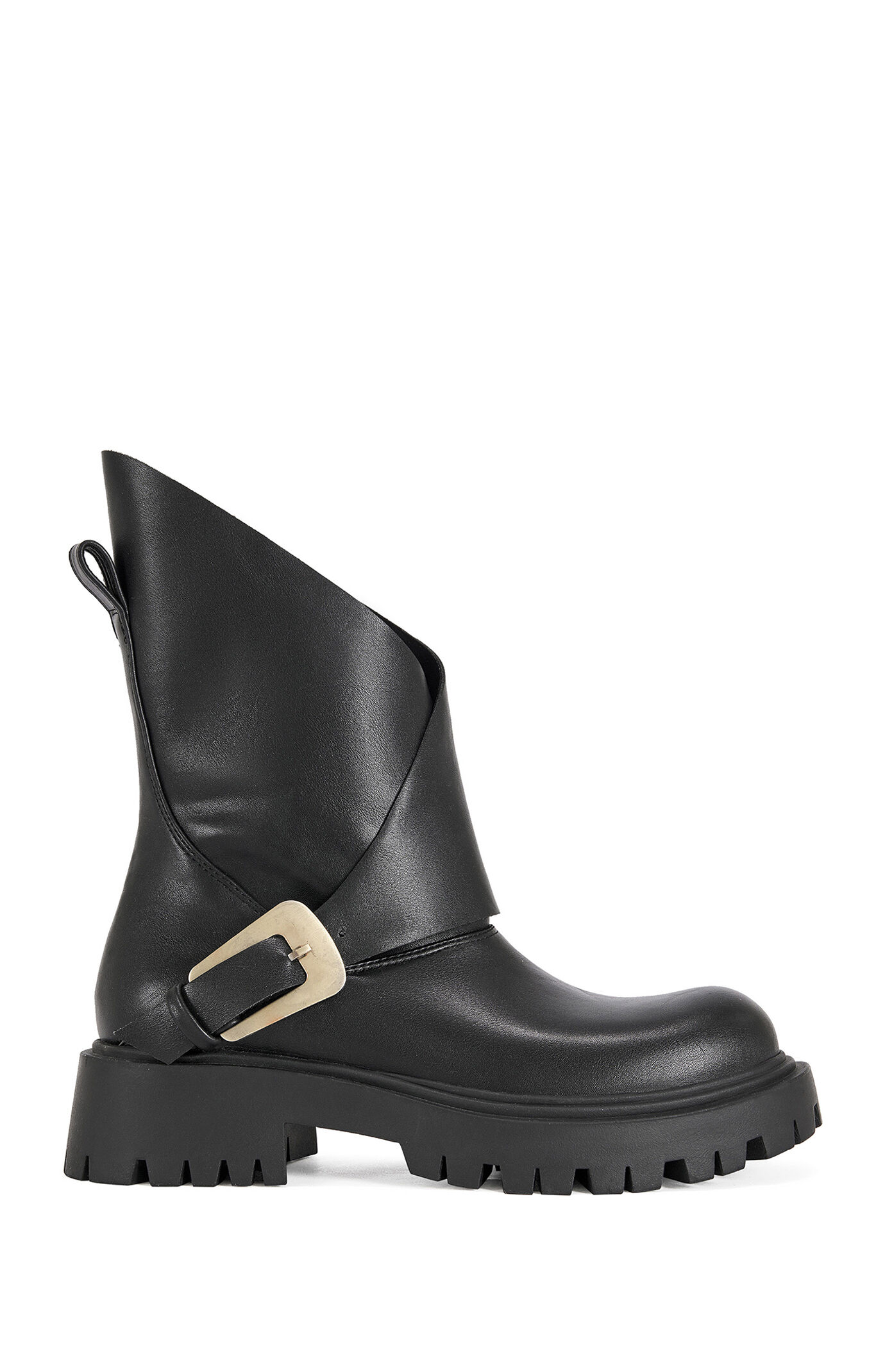 AZALEA WANG Women's Phrixus Faux Leather Asymmetrical Combat Boots