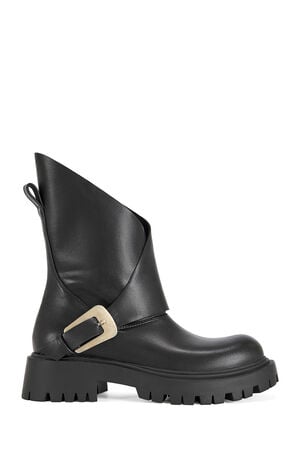 Women's Phrixus Faux Leather Asymmetrical Combat Boots image number 1