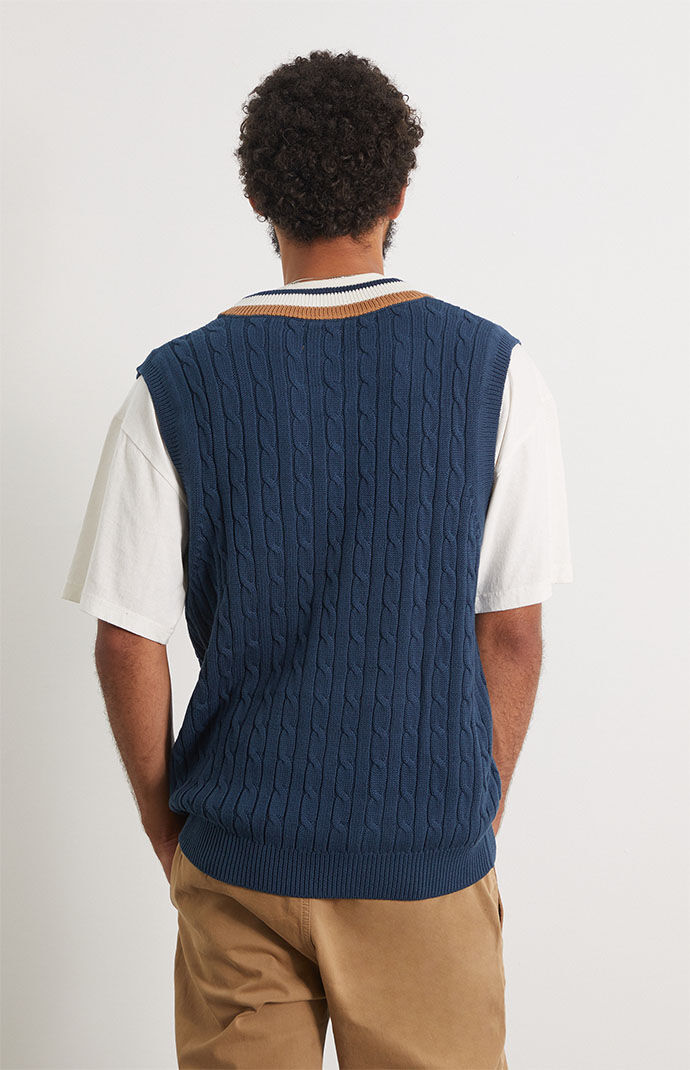【2plan】Prince wool knit vest Merino Wool Full-Zip Ponte Vest | Washed Navy – Zip Vests