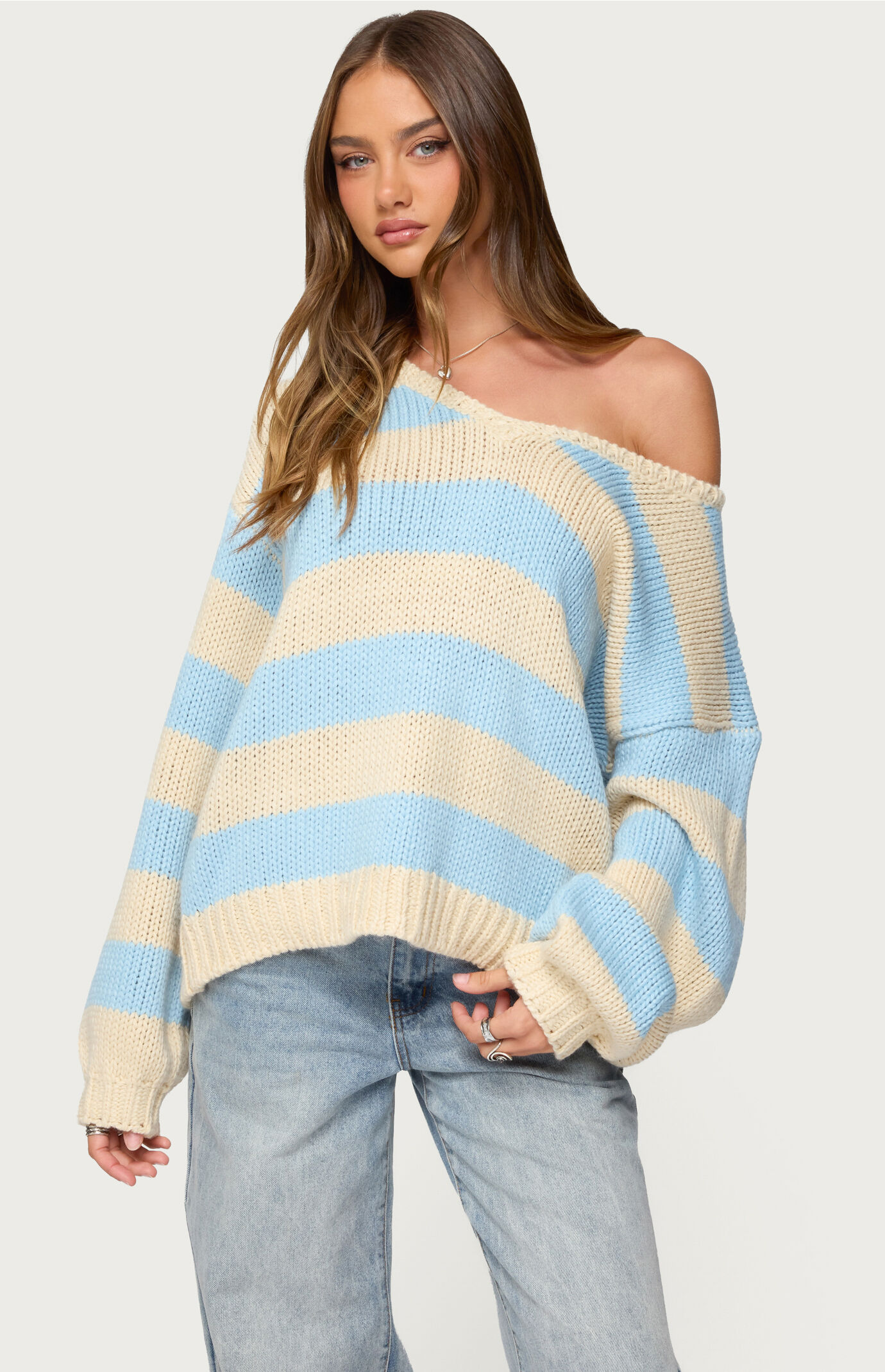 Edikted Tracie Striped Oversized Sweater