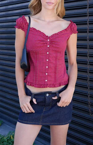 Red Plaid Elena Top image number 1