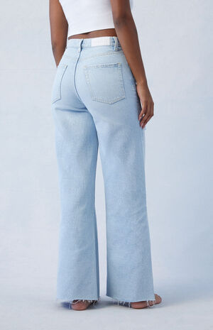 Eco Light Indigo Ripped Wide Leg Jeans image number 5