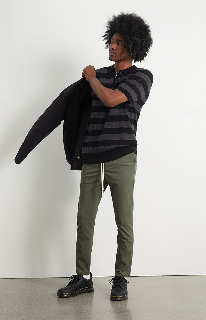 Striped Zip Knit Polo Shirt