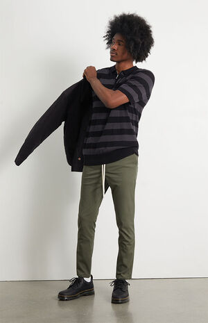 Striped Zip Knit Polo Shirt image number 4