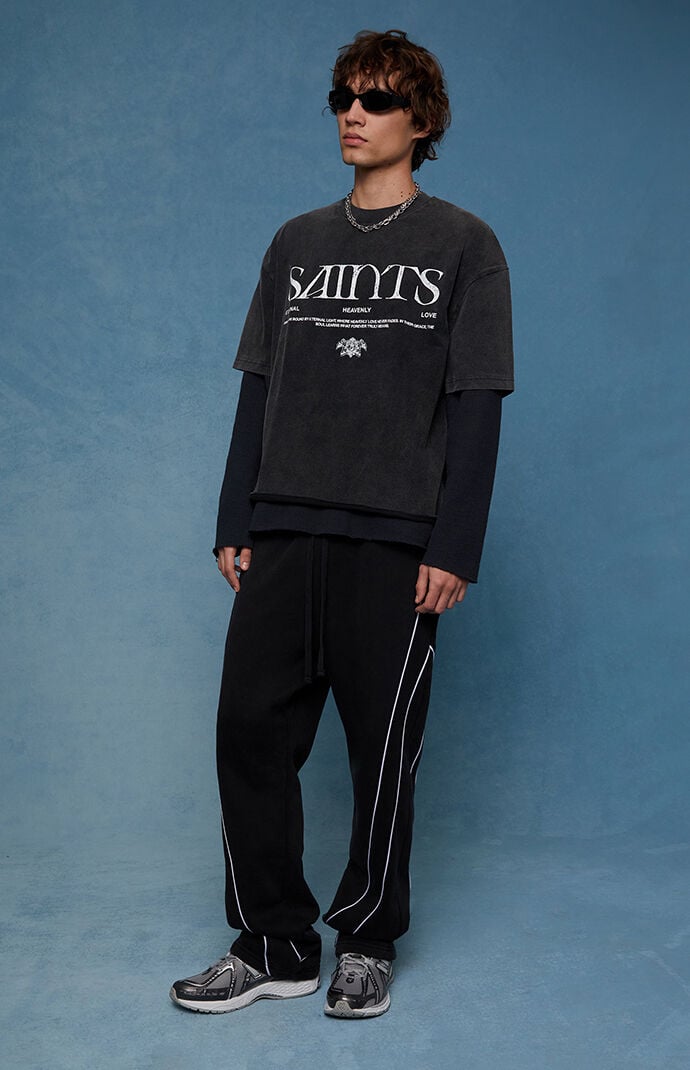 Pacsun Black Piping Track Sweatpants