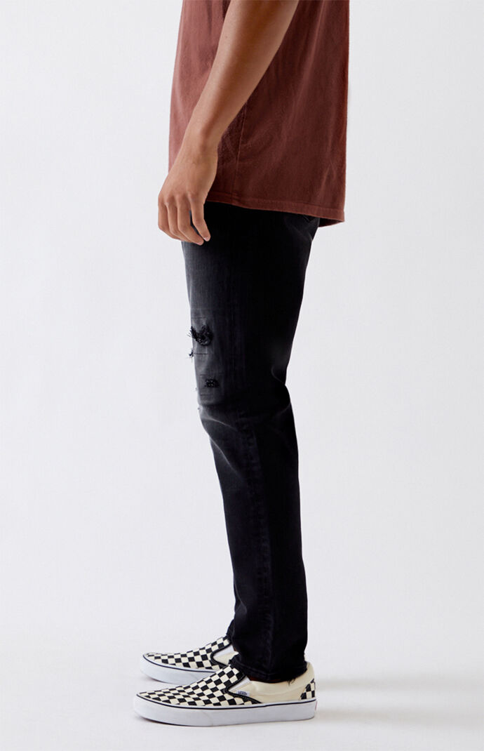 Black Ripped Slim Taper Jeans