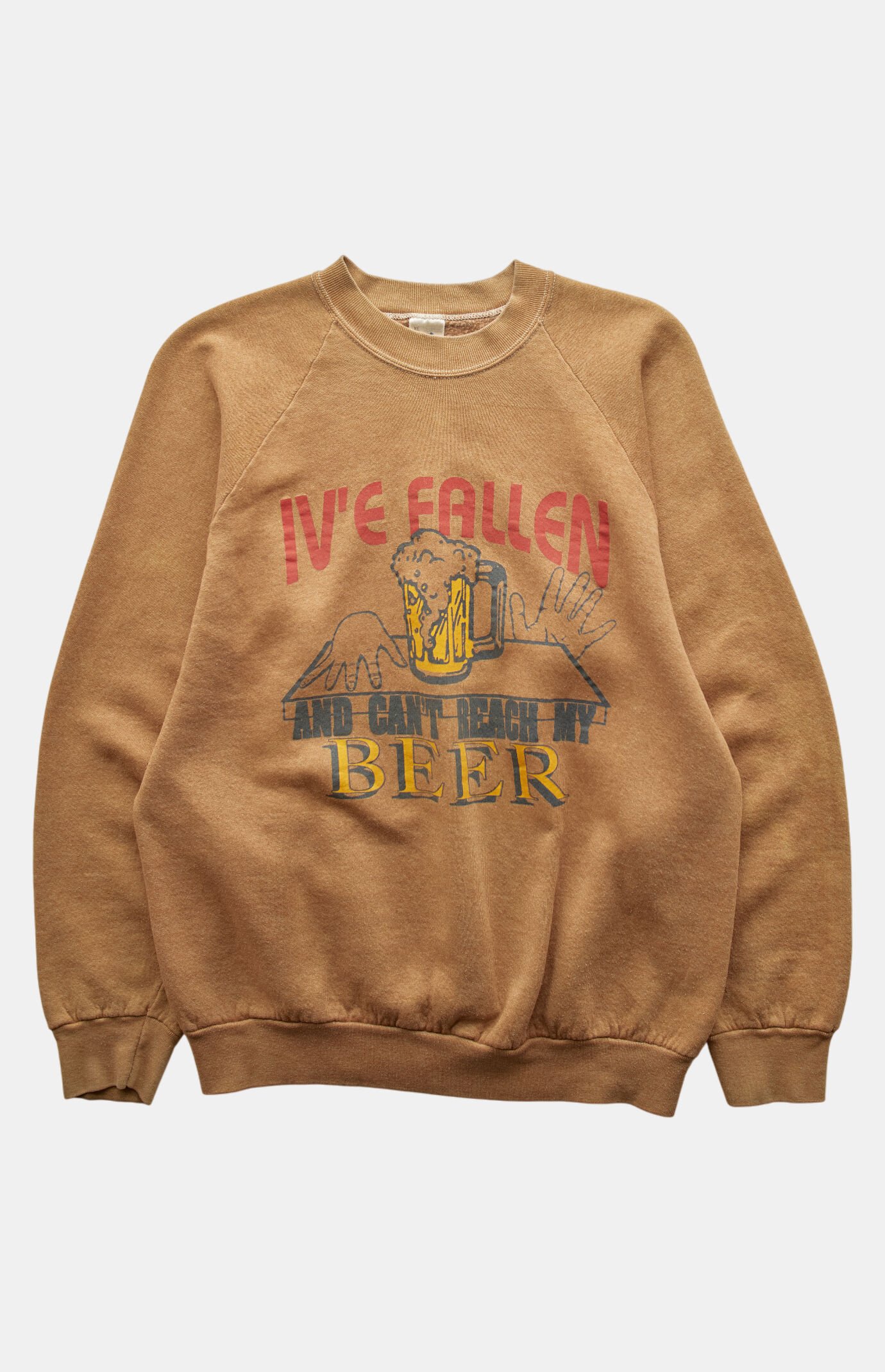 PS VINTAGE 90s Fallen and Can't Reach My Beer Crew Neck Sweatshirt