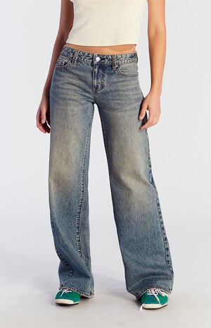 Casey Tinted Low Rise Baggy Jeans Medium Indigo