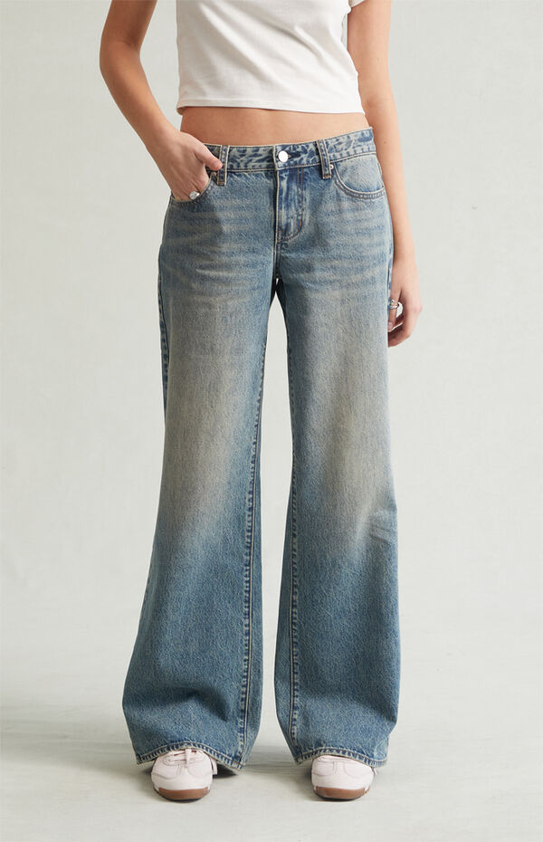 Casey Tinted Low Rise Baggy Jeans Medium Indigo