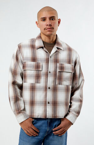 Washed Cropped Flannel Shirt image number 1