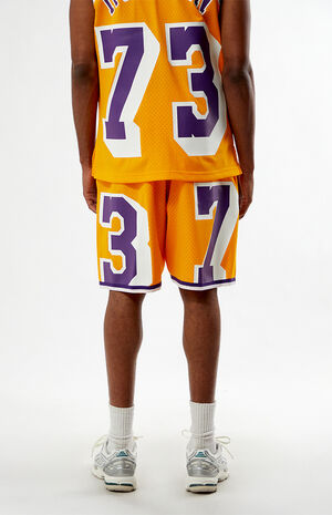 Dennis Rodman LA Lakers Mesh Basketball Shorts image number 4