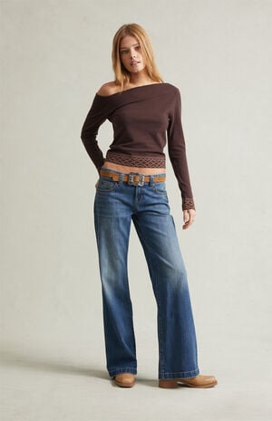 Charlie Low Rise Baggy Bootcut Jeans Dark Blue image number 1