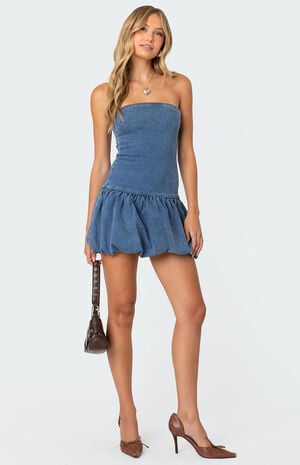 Denim Bubble Skirt Mini Dress Denim Bubble Skirt Mini Dress image number 3