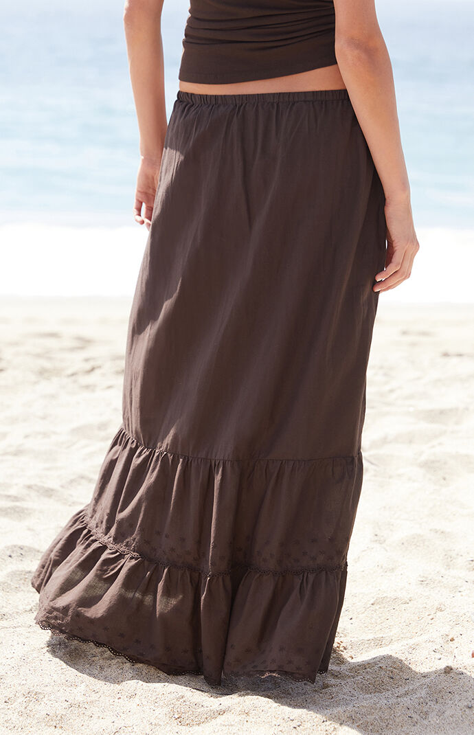 John Galt Brown Olive Maxi Skirt