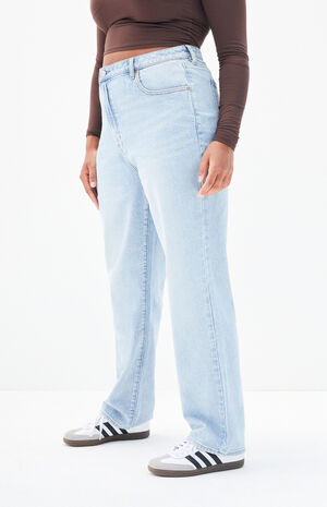Stretch Light Indigo Curve Dad Jeans image number 3
