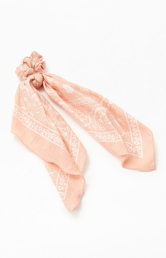 Pink Flowy Bandana Scrunchie