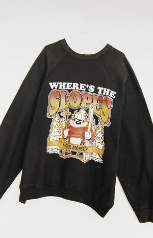 Upcycled Skiing Taz Crew Neck Sweatshirt image number 2