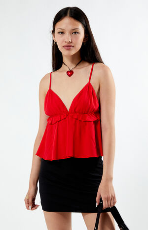 Ruffle V-Neck Babydoll Top image number 1