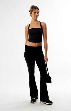 Active Fold-Over Waistband Flare Yoga Pants image number 4
