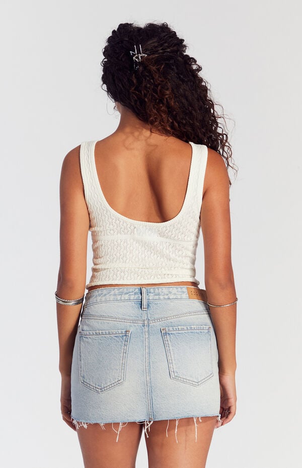 Pacsun Light Indigo Ripped Denim Mini Skirt