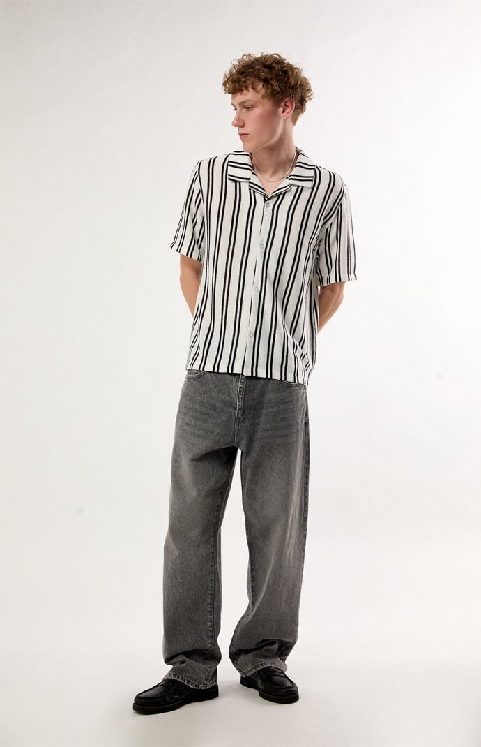 Pacsun Iron Striped Textured Camp Shirt