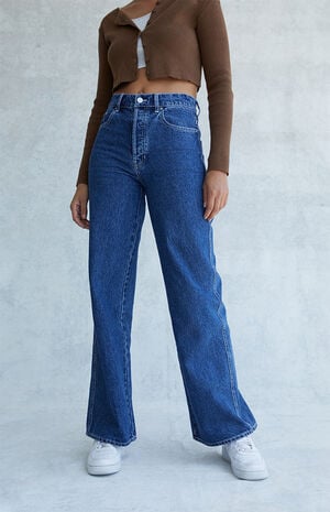 Eco Dark Blue High Waisted Baggy Jeans image number 2