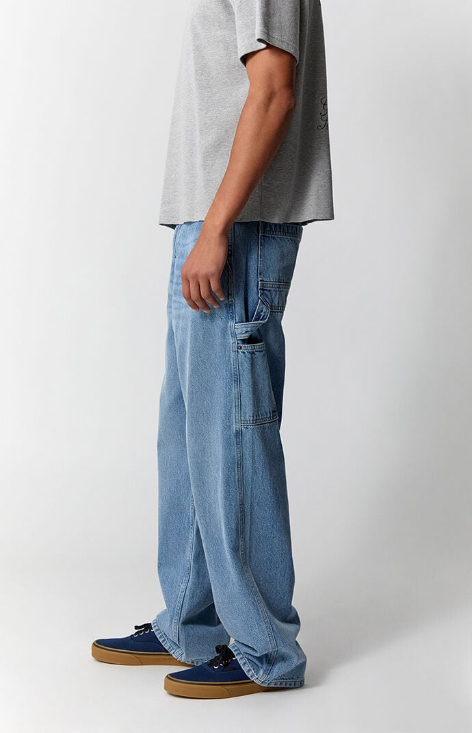 Pacsun Dylan Baggy Jeans NY Embroidered Carpenter Medium Blue | Pacsun