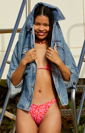 Eco Pink Floral Erica High Cut Bikini Bottom image number 1