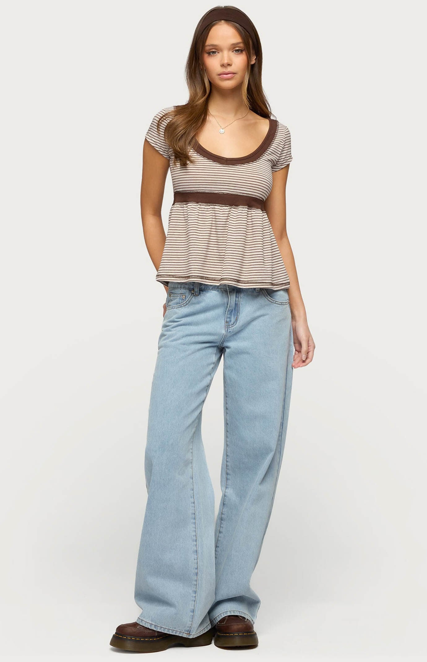Edikted Sady Contrast Striped Babydoll Top