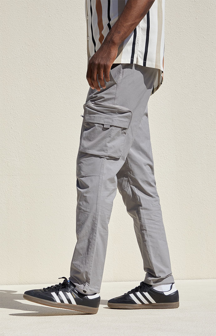 Stretch Canvas Gray Slim Cargo Pants