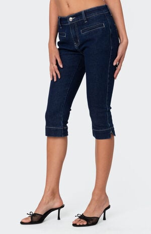Contrast Stitch Capri Jeans image number 4