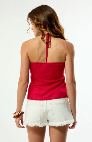 Sadie Button Front Halter Top image number 4