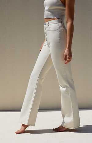 Eco Beige High Waisted Bootcut Jeans image number 3