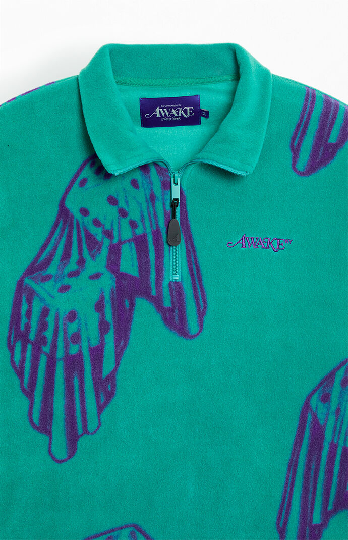 Awake NY Dice Print Fleece Quarter Zip Sweatshirt