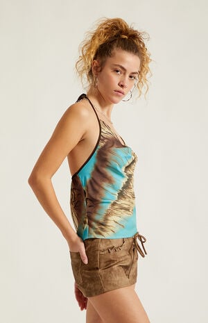 Xandra Tiger Cowl Neck Top image number 3