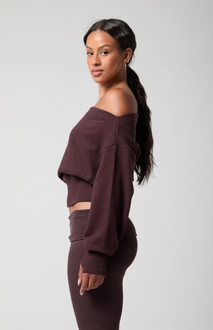 Active French Terry Off-The-Shoulder Sweatshirt image number 3