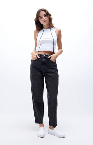 Black High Waisted Balloon Jeans image number 4