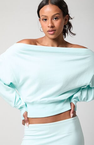 Active French Terry Off-The-Shoulder Sweatshirt image number 5