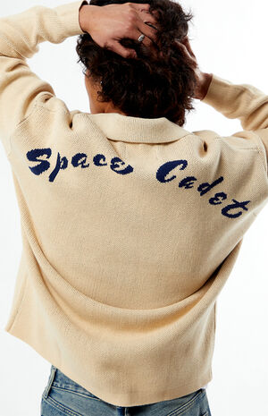 Cream Space Button Up Polo Cardigan image number 2