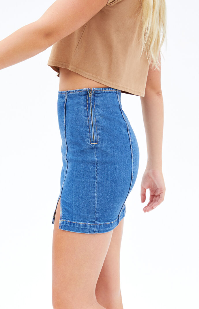 Matrix Panel Slit Denim Skirt