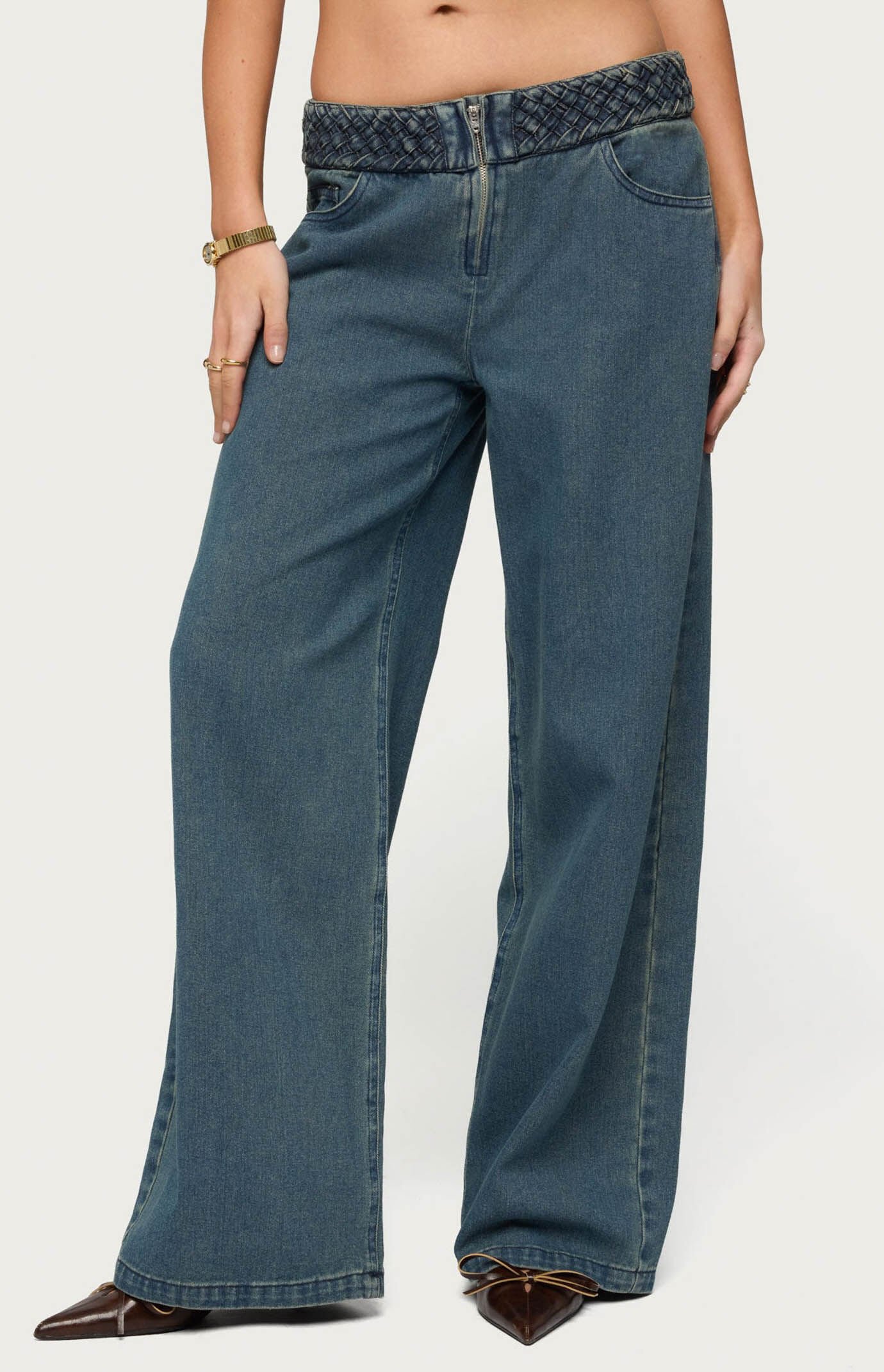 Edikted Braidey Low Rise Baggy Jeans